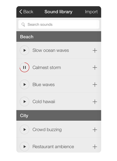 Relief apps sound library